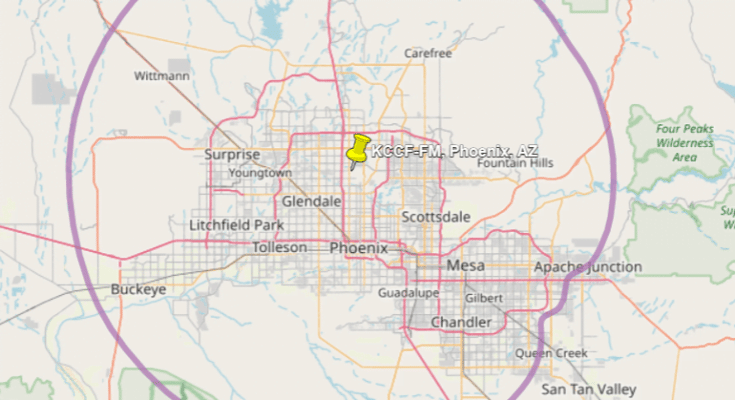 KVCP 88.3 FM Phoenix Coverage Map