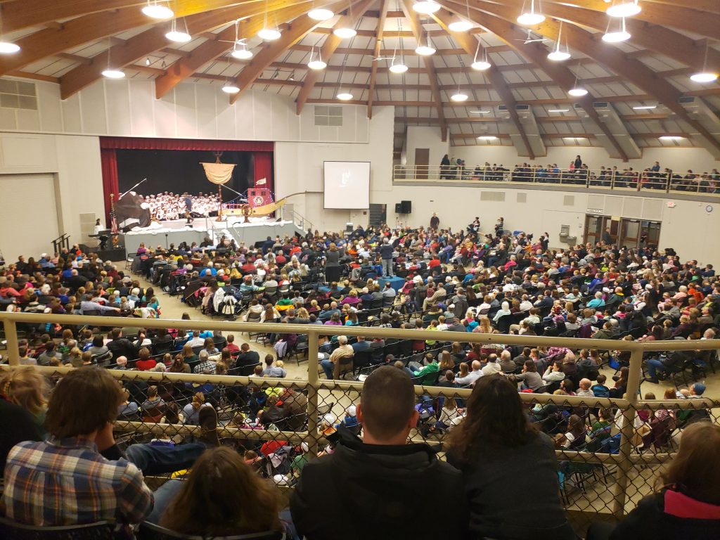 Balcony view of crowd at Patch Rally