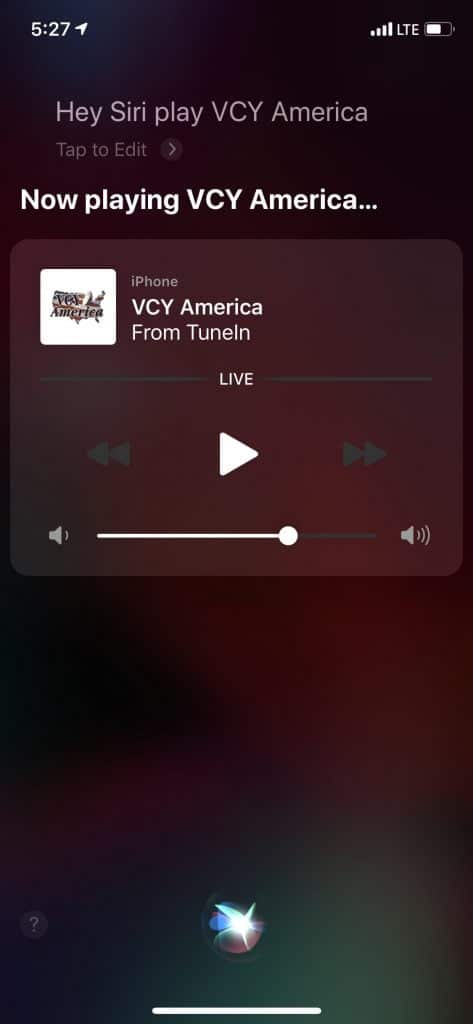 Apple "Hey Siri, Play VCY America"