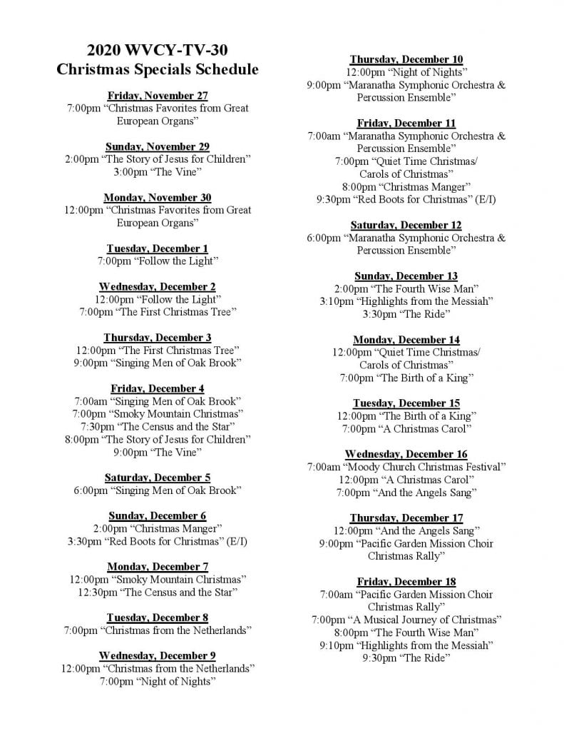 VCY Christmas Specials VCY America